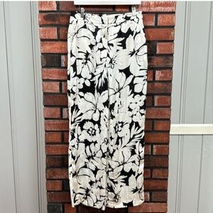 Floral Black and White Pants